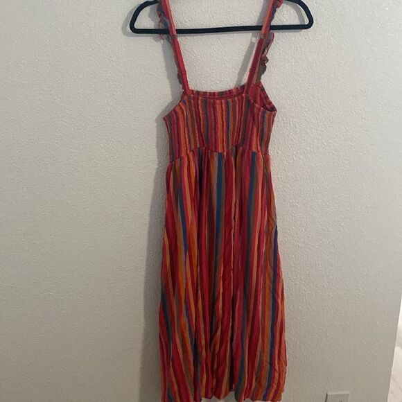 Torrid- Midi Pink multicolored Striped Sun Dress- Size M 8-10 - Picture 8 of 11